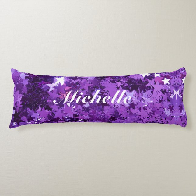 Purple Stars Body Pillow (with or without name) (Front)