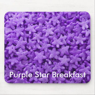 Purple Stars Cereal Breakfast Food Pattern Mouse Mat