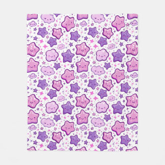 Purple Stars Cloud Kawaii Cute Blanket