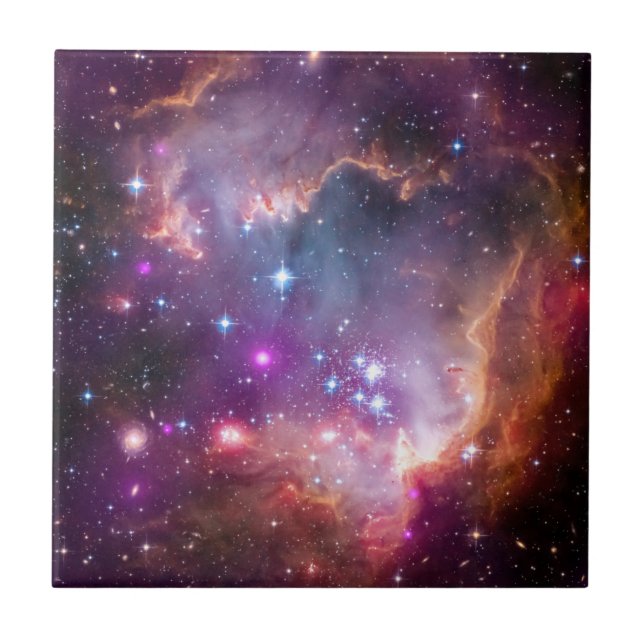 Purple Stars Galaxy Space Astronomy Tile (Front)
