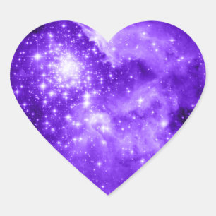 Purple Stars Heart Sticker