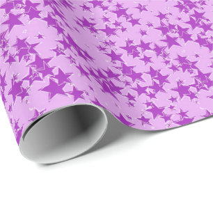 Purple stars on an lavender background wrapping paper