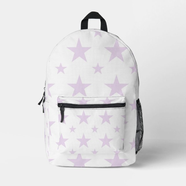 Purple Stars Pattern Pastel Constellation Printed Backpack (Front)