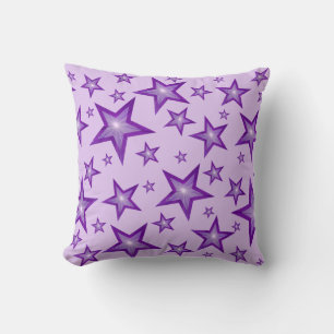 Purple Stars printed square pale purple Cushion