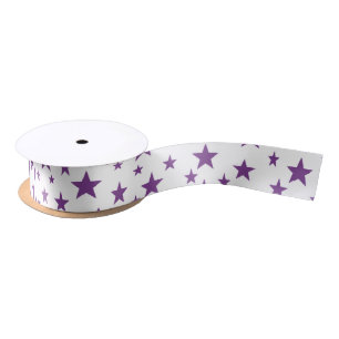 Purple Stars Ribbon Satin Ribbon
