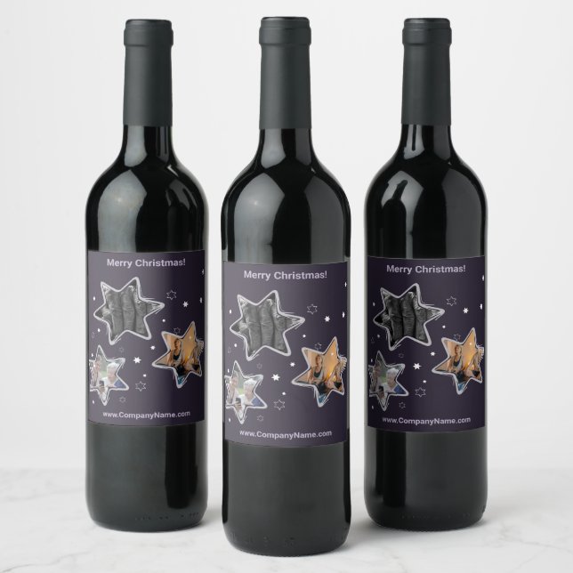Purple Stars Senior Home Care Photos Christmas Wine Label (Bottles)