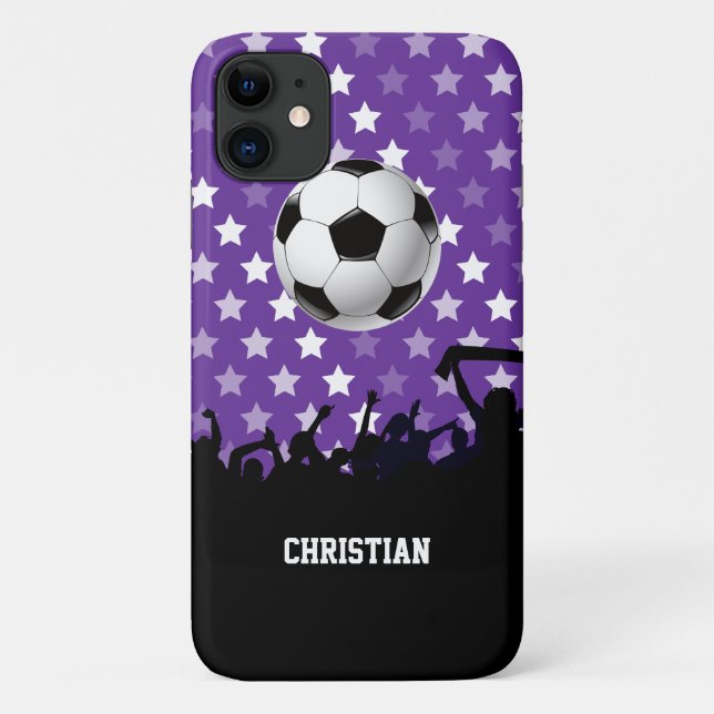 Purple Stars Soccer Fans and Ball Case-Mate iPhone Case (Back)