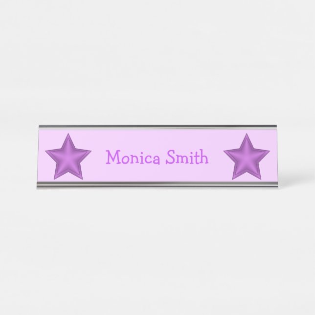 Purple Stars with Full Name Desk Name Plate (Front)