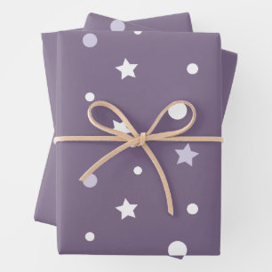 Purple Stars Wrapping Paper Sheet