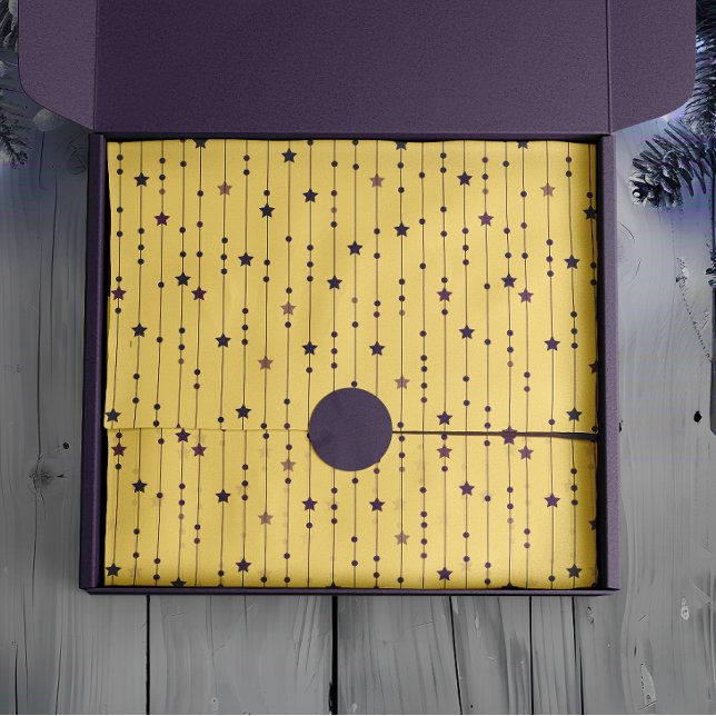 Purple Stars Yellow Pop Art Holiday Tissue Paper (Creator Uploaded)