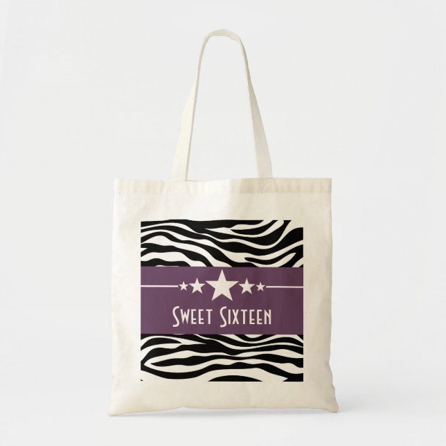 Purple Stars Zebra Print Sweet 16 Bag (Front)