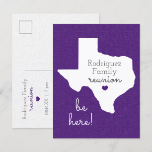Purple State of Texas Family Reunion Postcard