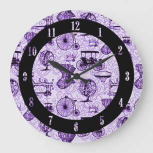 Purple Steampunk Pattern Wall Clock
