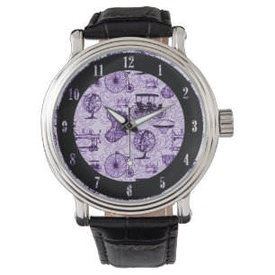 Purple Steampunk Pattern Wrist Watch