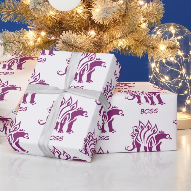 Purple Stegosaurus Spiked  Dinosaur  Wrapping Paper (Holidays)