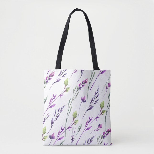 Purple Stem and Foliage Tote Bag (Front)