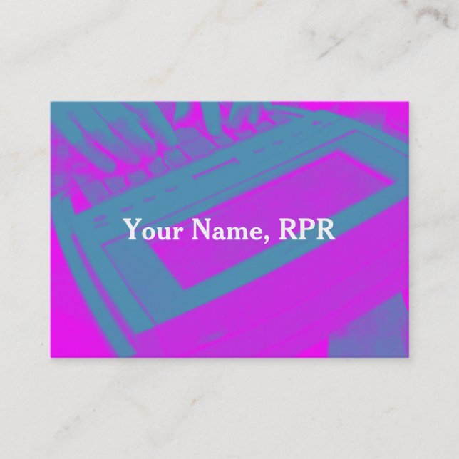 Purple Steno Machine Court Reporter Business Card (Front)