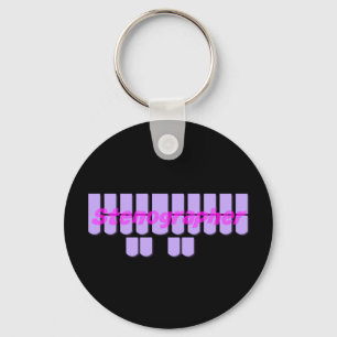 Purple Stenographer Steno Machine Keys Key Ring