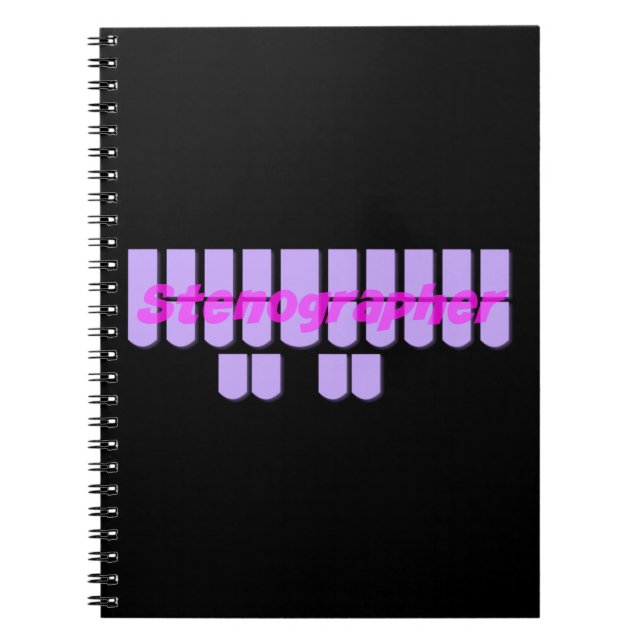 Purple Stenographer Steno Machine Keys Notebook (Front)