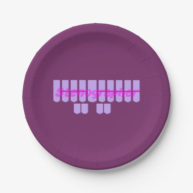 Purple Stenographer Steno Machine Keys Party Plate (Front)