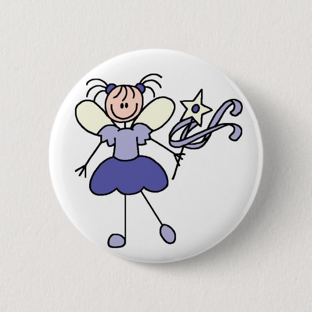 Purple Stick Figure Angel Button (Front)