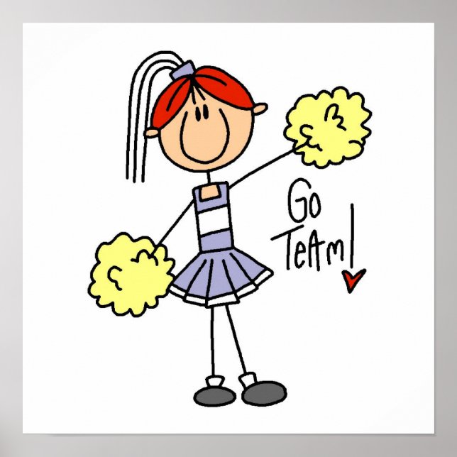 Purple Stick Figure Cheerleader t-shirts and Gifts Poster (Front)