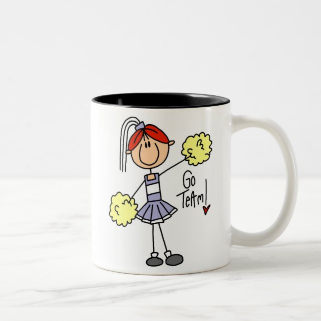Purple Stick Figure Cheerleader t-shirts and Gifts Two-Tone Coffee Mug (Right)