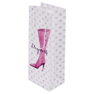 Purple stiletto heel boot personalised wine gift bag