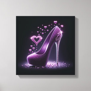 Purple Stilettos with Diamonds and Hearts Canvas Print