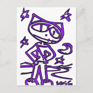 Purple Stitchlip on Highway ( Cat Super Hero ) Postcard