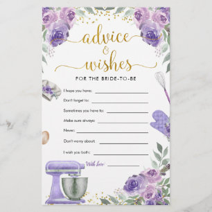 Purple Stock the Kitchen Bridal Shower Advice Card