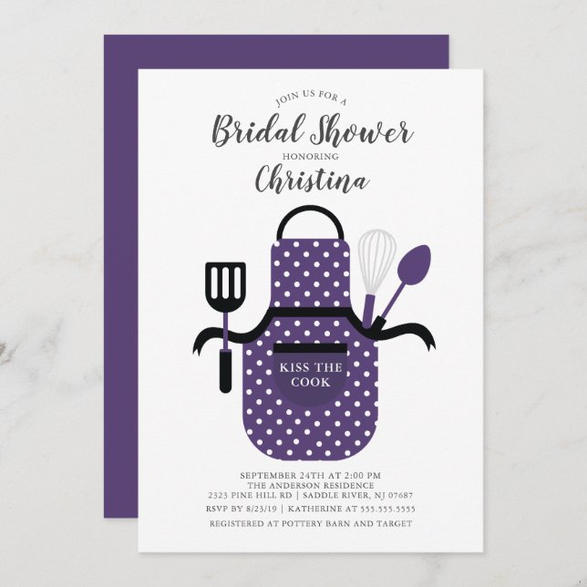 Purple Stock the Kitchen Bridal Shower Invitation (Front/Back)