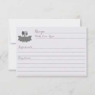 Purple stock the kitchen Bridal shower recipe card