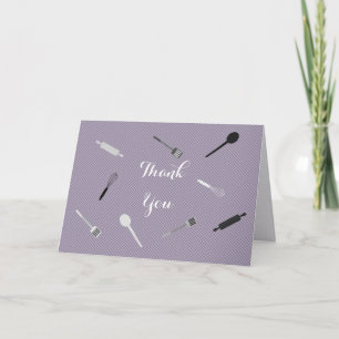 Purple stock the kitchen Bridal shower Thank You Card