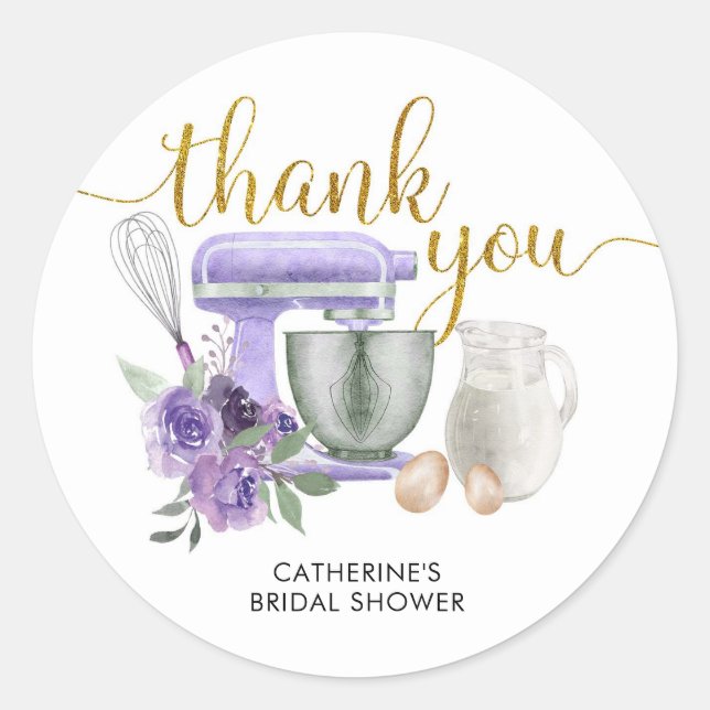 Purple Stock the Kitchen Thank You Sticker (Front)