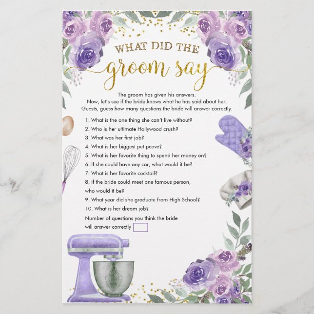 Purple Stock the Kitchen What Groom Say (Front)