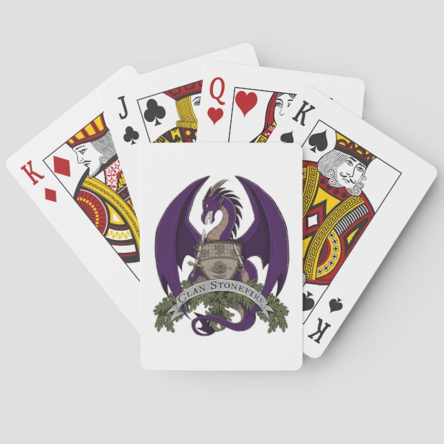 Purple Stonefire Dragon Crest Playing Cards (Back)