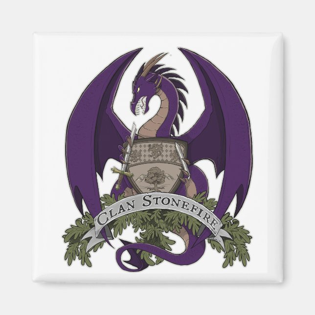 Purple Stonefire Dragons Crest Magnet (Front)