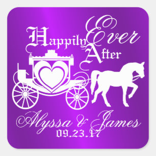 Purple Storybook Carriage Square Sticker