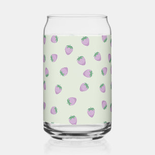 Purple Strawberries Pattern Can Glass