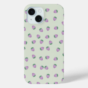 Purple Strawberries Pattern iPhone 15 Case