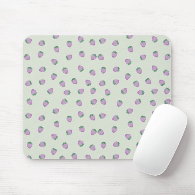 Purple Strawberries Pattern Mouse Mat (With Mouse)