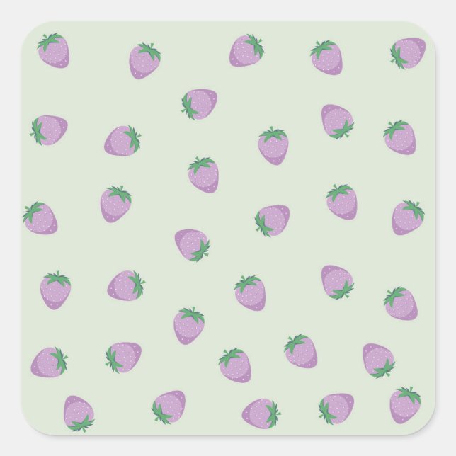 Purple Strawberries Pattern Square Sticker (Front)