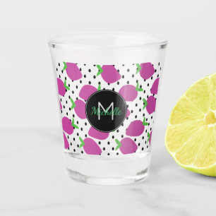 Purple Strawberry Black Seeds Fruit Pattern Shot Glass