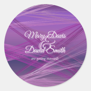 Purple Streaks Wedding Classic Round Sticker