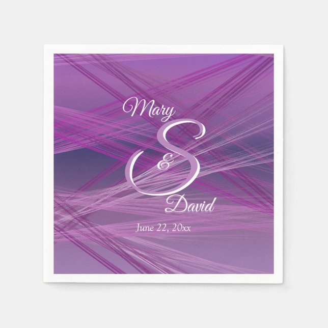 Purple Streaks Wedding Napkin (Front)