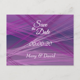 Purple Streaks Wedding Postcard