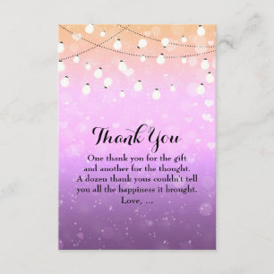 Purple String Lights Sparkle Glam Thank You Cards