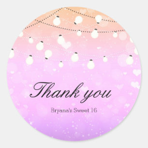 Purple String Lights Sparkle Party Favour Stickers