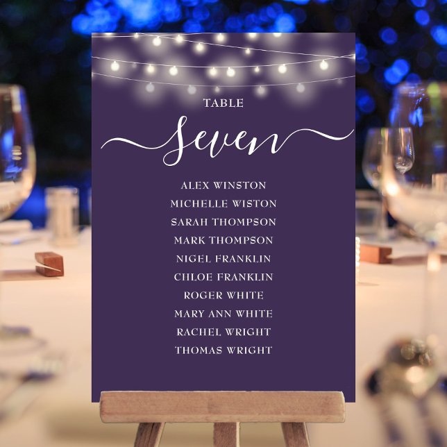 Purple String Lights Table Number Seating Chart (Purple String Lights Table Number Seating Chart)